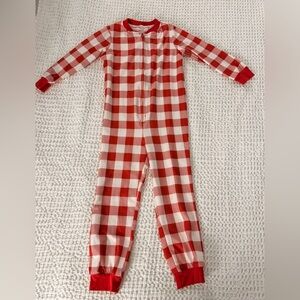 Red and White Plaid Onesie Christmas Pajamas